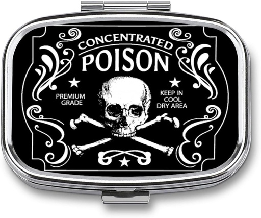 [BRSRMFDQPJYQ2H33] Metal 2 Comment Pill Organizer Travel Friendable Portable Compact Pill Box Cute Case to Hold Vitamin / Fish Oil / Suplemen / Meds / Tablet for Purse / Pocket (Poison Terkonsentrasi) 1