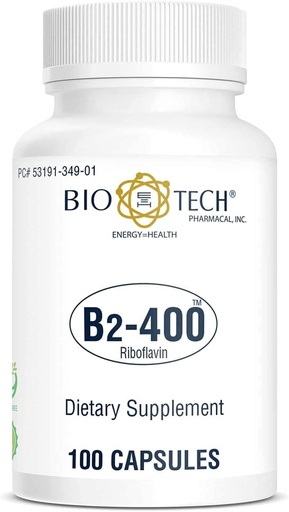 [BRSWKYAQBIPQMFA5] Bio-Tech Pharmacal B2-400, 100 Capsules – All-Doğal Supplement – Destekler Clarity ve Verimlilik – No Dairy, Fish, Gluten, Peanut, Shellfish, GMOS & Soy – Yapay Renkler Yok