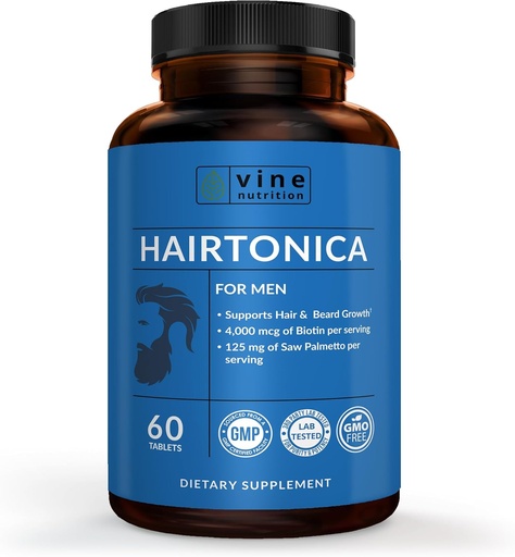 [BRSREEARAAFWGDI7] Hairtonica para homens – Suplemento de crescimento do cabelo com Biotina, Colágeno e Serra Palmetto – Suporta mais grosso, mais forte cabelo e saúde escalpe – Bloqueador DHT – 30 dias de fornecimento