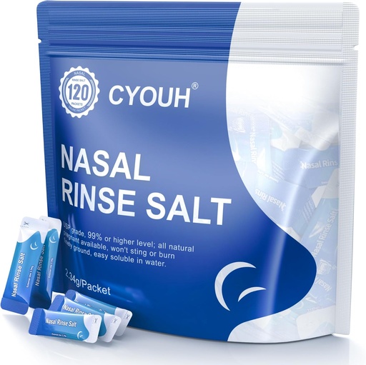 [BRSRA237OUORS3I3] 120PCS Salt Saline Packets Sinus Nasal Rinse for Neti Pot, Individually Wrapped 2.34G Nasal Wash Irrigation System Nose Cleaner Saline Refill Packets