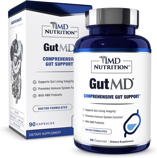 [BRSWGBIFBYDRYGT3] 1MD Nutrition GutMD - Capsules de L-glutamine avec/prébiotique pour la santé Gut - L Supplément de glutamine - soutient l'intégrité saine du tube digestif - 90 Capsules