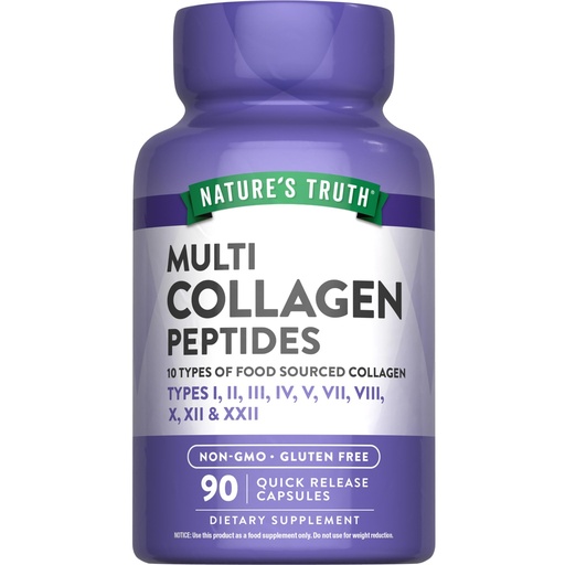 [BRSWGC34BEOR6CLK] Nature's Truth Multi Collagen Peptides Capsules | Types I, II, III, IV, V, VII, VIII, X, XII & XXII | 2000 mg | 90 Count | Keto Friendly | Non-GMO and Gluten Free Supplement