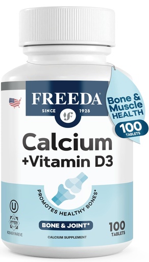 [BRSRMAAHDECQICD5] FREEDA 600mg Calcium with Vitamin D3 400 IU – Bone, Joint & Teeth Support – Vitamin D with Calcium Supplement for Women & Men – 600 mg – GF, Easy-to-Swallow Coated Tablets (100 Ct)