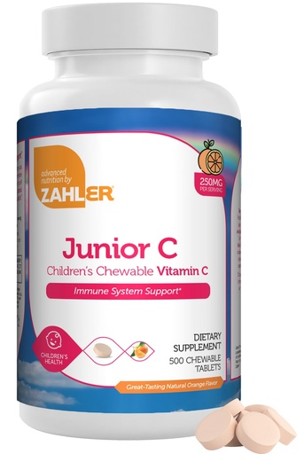 [BRSW2FA7AUPGCGTO] Zahler Junior C Advanced Chewable for Kids - Delicious Orange Flavor - Kosher Kids for Immunity - Vitamin C Chewable Antioxidant - (500 Count)