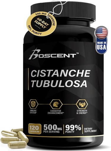 [BRSRMCYKBMGREYDA] Estratto di Tubulosa di Cistanche Premium 500mg (120 capsule) - 50% Echinacosides,10% Acteosides - Nootropic naturale per Stamina, Immunità e memoria - Nessun filler, equilibrio di ormone - Booster di forza per gli uomini