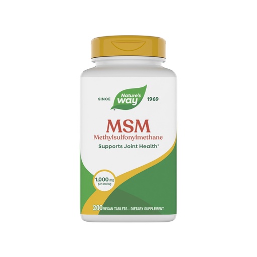 [BRSWIYTYOUEBYED6] Nature's Way MSM 1000 mg - Joint Health Supplement* - With Methylsulfonylmethane - Gluten-Free & Vegan - 200 Tablets
