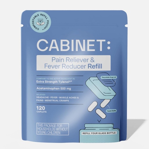 [BRSROEL5O4HAIEY3] Cabinet: 500mg Acetaminophen for Headache Relief, Toothaches, Sore Throat, and Fever Reducer, 120 Tablets (Refill)