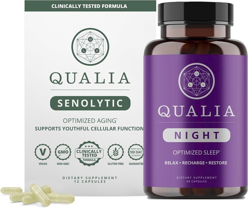 [BRSROCA2AUBRUDLP] Qualia Life Sciences Bundle Qualia Night & Qualia Senolytic, Science- Backed Kosttilskud til dyb genopfriskning søvn og optimal celle reparation
