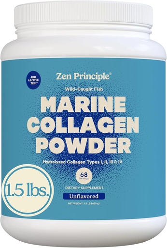[BRSWGEICAFYGMYA4] Zen Pourz Marine Collage Peptides Powder 1.5 lb. pescada de peix salvatge, suport de pell de salut, pèls, parsecs i Ossos. El tipus 1 & 3 Proteïn. Amino àcids. Inflavod, fàcil de barreja.