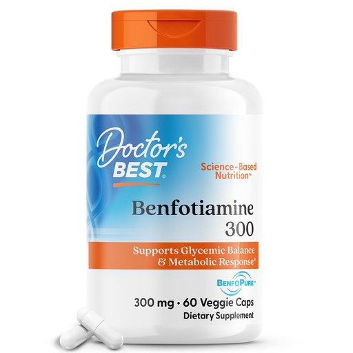 [BRSWIZABCR6B4YDO] Doctor's Best Benfotiamine 300 with BenfoPure, Helps Maintain Healthy Glucose Metabolism, Non-GMO, Vegan, Gluten Free, Soy Free, 300 mg, 60 Veggie Caps