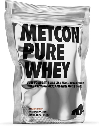 [BRSRAEAEO4NAMD32] MetCon Whey Protein Isolate - 5 All-Natural materialları olan Premium Grass-Fed Whey Protein Isolate Toz, No dolu, Organic Cacao Flavor (500g)