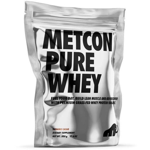 [BRSRAEAEO4NAMD32] MetCon Whey Protein Isolate - Premium Grass-Fed Whey Protein Isolate Powder with 5 All-Natural Ingredients, No Fillers, Organic Cacao Flavor (500g)
