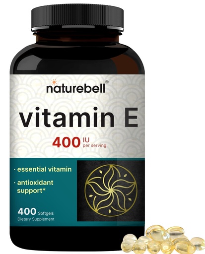 [BRSROBICA4IBO3D4] NatureBell Vitamin E Oil Softgels, 400iu Per Serving, 400 Pills | Essential Antioxidant Supplements, Easily Absorbed Form – Supports Skin, Heart, & Immune Health – Non-GMO