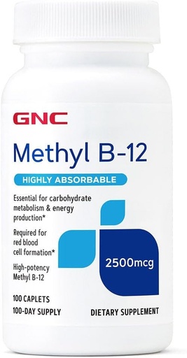 [BRSWIFYMOMHA4HD2] GNC Metil B12 2500mcg Suplemento, esencial para o metabolismo de carbohidratos e produción de enerxía, 100 servizos
