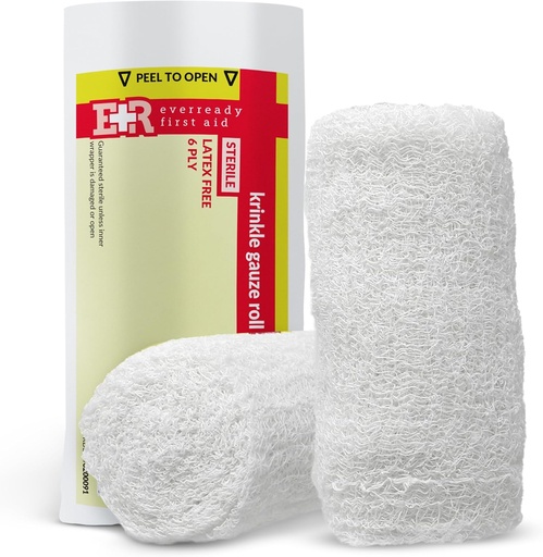 [BRSWGBI7CIHBYCLO] Ever Ready First Aid Sterile Krinkle Kerlix Type 4 1/2" x 4.1 Yds, Latex Free, 6 PLY, Gauze Bandage Roll - 12 Count
