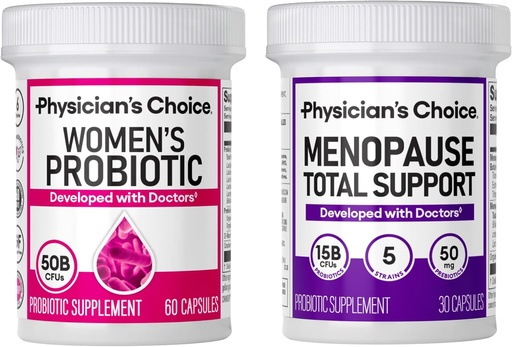 [BRSROBA2BZYAMF3G] Physician's CHOICE Total Womens Menopause Support Bundle - Womens Probiotic 60ct + Menopause Probiotic 30ct