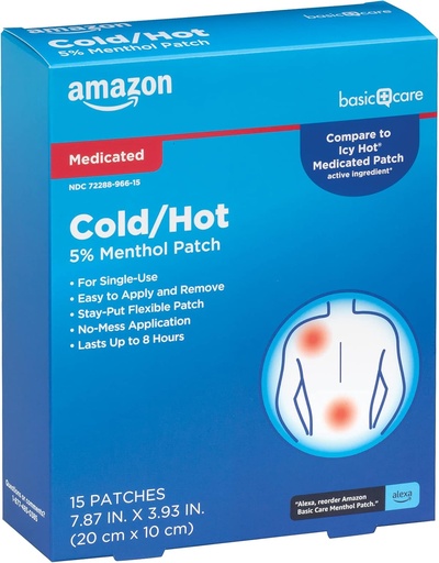 [BRSRMZABAUJRAHLO] Basic Care medicated Cold Hot 5% Menthol Patch, 7.87...