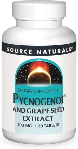 [BRSWIYQKAUCAOGY7] Source Naturals Pycnogenol & Grape Seed Extract 100 mg Dietary Supplement - 30 Tablets - a Potent Combination of Two Powerful Natural antioxidants*