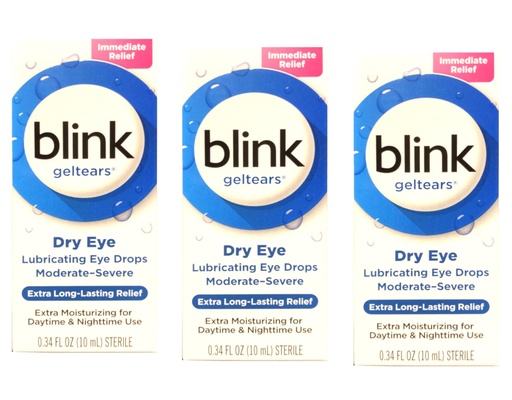 [BRSWYHY2DMAQI33Z] Blink GelTears Lubricating Eye Drops for Dry Eye, Extra Long-Lasting Relief, Moisturizing Formula, Moderate to Severe Dryness, 0.34 fl oz (Pack of 3)