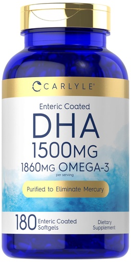 [BRSW2HD5OZ6AYCDK] Carlyle DHA Supplement 1500mg | 180 Softgels | Omega-3 Supplement | Non-GMO, Gluten Free