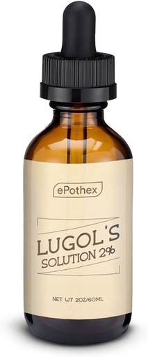 [BRSRAZYNCEFWM3LA] Solución de Lugol 2% 2oz Botella de gotero de vidrio. Contiene Ioduro de Potasio e Iodo, 60ml