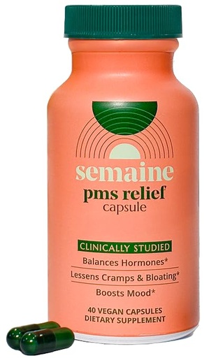 [BRSRMBIFCR7RYFDB] Semaine PMS & Period Support - Ease Menstrual Cramps: No More Period Cramps, Mood Swings, or Bloating. Clinically-Studied Ingredients (40 Count)