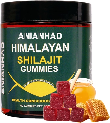 [BRSRAHQBA57RYFD5] Shilajit Gummies 6000mg -Shilajit Gummies with Manuka Honey & Fulvic Acid, Minerals, Immune System & Vitality Booster, Vegan Himilayan Shalajit Gummies (1 Bottle)