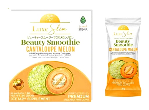 [BRSRMZDYCEDREYDL] Beauty Smoothie Cantaloupe Melon, 80,000mg Hydrolyzed Marine Collagen, 21gx10 Sachets, 7.4075 Ounce
