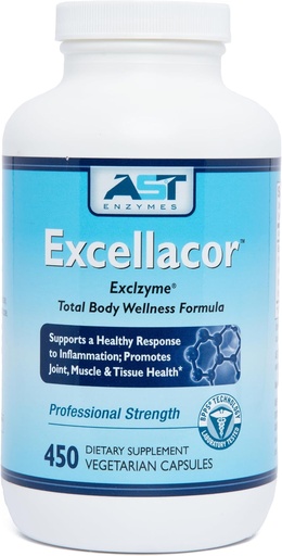 [BRSWIEDZOQDBMH3O] AST Enzymes Excellacor-450 Vegetarian Capsules-Premium Natural Systemic Enzyme Formula-Total Body Support - Contains Acid-Resistant Serrapeptase - Supports Healthy Inflammation & Joints