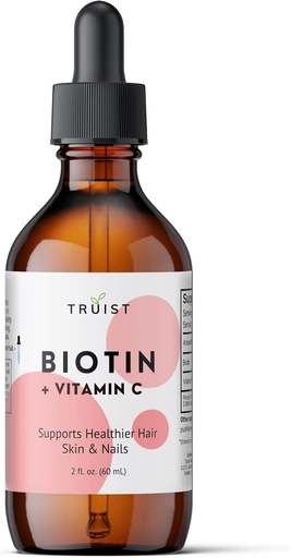 [BRSRMYYFDIPWAF35] Pure Biotin Liquid Drops 10000mcg - Biotina (B7) Max. Forza para o cabelo, pel e unhas - Vitamina C (8mg) - Mulleres e homes - 60 Day Supply / 2.0 Fl. (60ml)