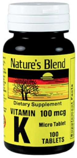 [BRSWIFQTC5YBCHTI] Nature's Blend Vitamin K 100Mcg Tablets 100 Ct