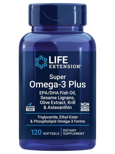 [BRSWIGAZA56A4EYZ] Life Extension Super Omega-3 Plus EPA/DHA Fish Oil, Sesame Lignans, Olive Extract, Krill & Astaxanthin - Heart, Brain & Joint Health Support - Gluten-Free, Non-GMO - 120 Softgels