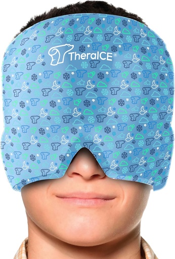 [BRSRA2YLCQIG2FD5] TheraICE Migraine Relief Cap Junior, Soothing Headache Boo Boo Ice Pack Mask Products, Cooling Gel Hat JR, Face Cold Compress Head Wrap for Bumps, Bruises and Cooling temperatures