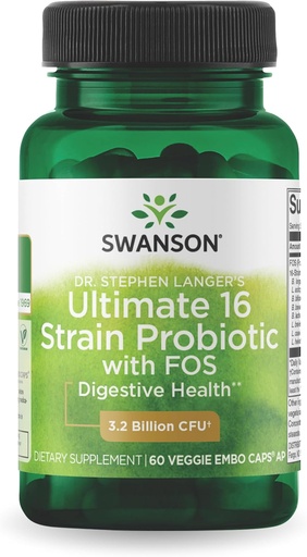 [BRSWGZA2BUIWKETF] Swanson Dr. Stephen Langer's Formula - Natural Probiotic w/Prebiotic FOS - 16-Strain Supplement Promoting Digestive Support w/ 3.2 Billion CFU per Capsule - (60 Veggie Capsules)