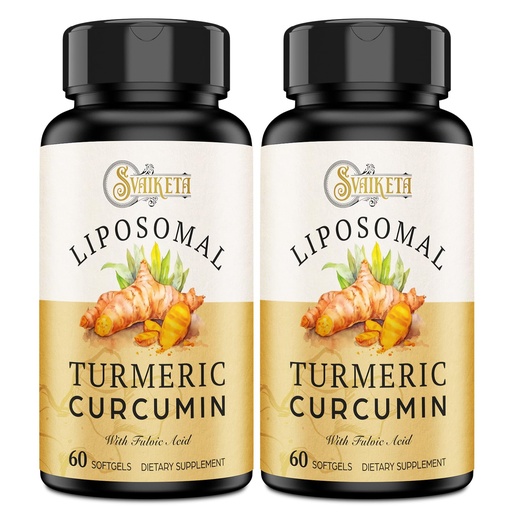[BRSROAY7AR7B6HYY] Liposomal Turmeric Curcumin Supplement - 2000mg, 95% Curcuminoid Extract with Piperine - 60 Softgels (2 Bottle)