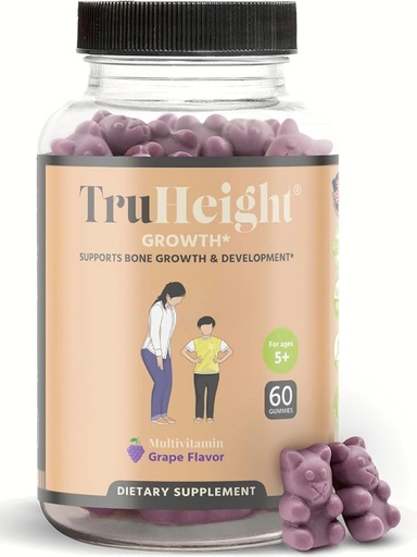[BRSRAZ36OQNAEA3X] TruHeight 성장 Gummies (Grape) 어린이 및 청소년을위한 자연 성장 및 개발 보충 - 비타민 D, K, 칼슘 & Ashwagandha - 뼈 힘 비타민 D3 K2 - 아이를위한 Picky Eater 비타민 - 5 +