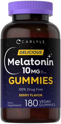 [BRSWYZYHOAOQKYIZ] Carlyle Melatonin Gummies 10mg | 180 Count | Adult Drug Free Aid | Berry Flavor | Vegan, Non-GMO, Gluten Free Supplement
