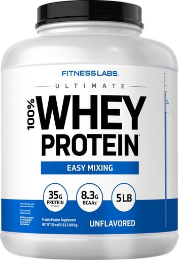 [BRSRMAQDB4IBOAY6] Fitness Labs Whey Protein Powder Unflavored | 5 lbs | Ultimate Easy-Mix Supplement for Men and Women | Non-GMO and Gluten Free