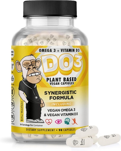 [BRSROC3QCRYBA2YZ] Nutrição entediada Vegan Omega 3 e vitamina D3 Suplemento 90Ct