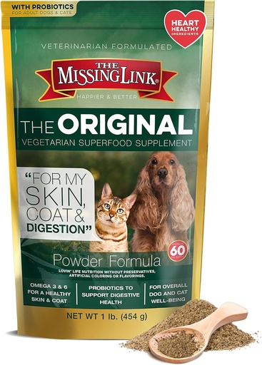 [BRSWIYQGCV4RKGDM] The Missing Link Well-Blend All Natural Vegetarian Omega Superfood Dog & Cat Supplement - Healthy Skin, Coat & Digestion - 1lb
