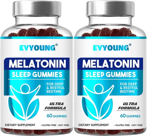 [BRSRABQBBZ7QA3YZ] EVYOUNG Melatonin Gummies,Sleep Support for Adults,1000 mcg Melatonin 120 Gummies hasta una fuente de 60 días,Suplemento para dormir