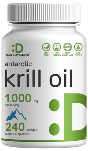 [BRSWYGIQBVYGKEL2] DEAL SUPPLEMENT Antarctic Krill Oil, 1,000mg Per Serving, 240 Softgels – Mercury Free, No Fishy Taste – Rich in Omega-3s, EPA, DHA, Astaxanthin, & Phospholipids – Non-GMO, No Gluten