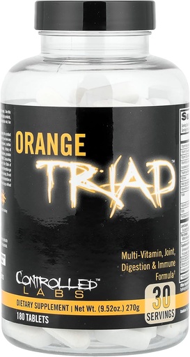[BRSWGBAPBB7AAGT2] CONTROLED LABS Orange Triad Daily Multivitamine, Iron Free Sports Supplement for Workout, Digestion, Immune, and Joints, 45 serv - Tablets (180 Tellen)