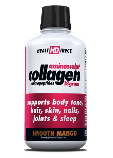 [BRSWICTZA5YBY3DE] HEALTH DIRECT AminoSculpt Sugar-Free Collagen Supplement - High Potency Medical-Grade Protein for Hair, Skin, Nails & Joints, Grass-Fed, Non-GMO, Liquid Collagen - Smooth Mango - 15 Fl Oz
