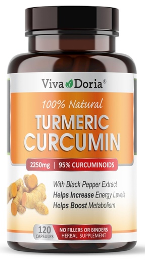 [BRSRAFACBUMA2GQ6] Viva Doria Turmeric Curcumin with Black Pepper Extract 2250mg, 95% Standardized Curcuminoids - Black Pepper for Max Absorption, 120 Vegetable Capsules