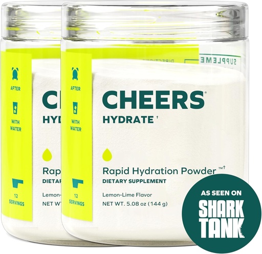 [BRSWG2Y3BZ4AY2Y6] Cheers Hydrate | Oral Rehydration Solution | Electrolytes for Rapid Hydration | Lemon Lime Flavor | 24 Servings | Electrolyte Supplement with Sodium, Potassium, Glucose
