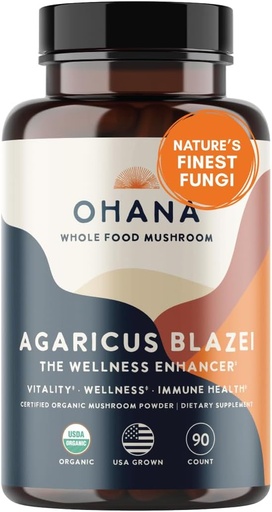 [BRSWIYYPDJ6RO33E] Aloha Medicinals Pure Agaricus Blazei 500 mg 90 Vegetarian Capsules Certified Organic