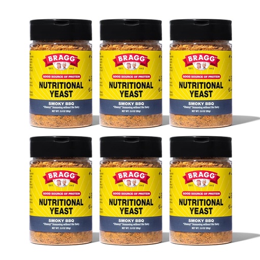 [BRSW2AD2OQOWE3L6] Bragg nutritional Yeast Smoky BBQ Seasoning - (6 Pack) 3 oz - Dairy-Free Parmesan Cheese Substitute - Perfect pentru salate, paste, Popcorn, și mai mult