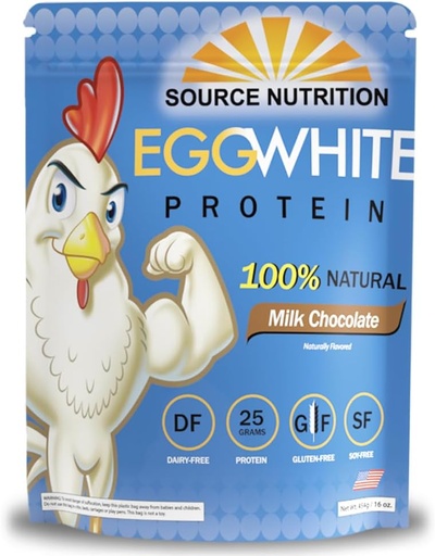 [BRSROHT4PIPWM3AU] 1 lb Egg White Protein Powder by Source Nutrition - 25 Grams Protein, Build Lean Muscle, Dairy Free - Milk Chocolate