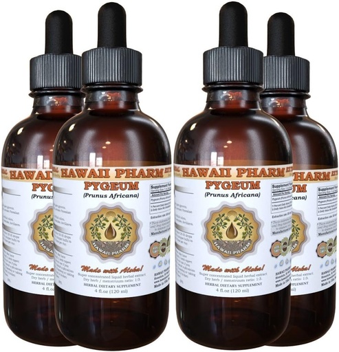 [BRSWIHQKPIMBEYLC] Hawaii Pharm Рygeum Liquid Extract, Рygeum (Рygeum Africanum) Tincture, Herbal Supplement, Made in USA, 4x4 fl.oz